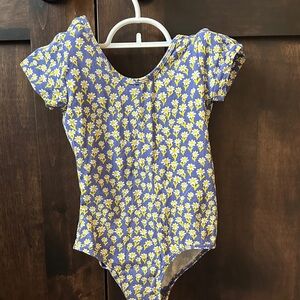 Floral Blue and Yellow Kids One Piece